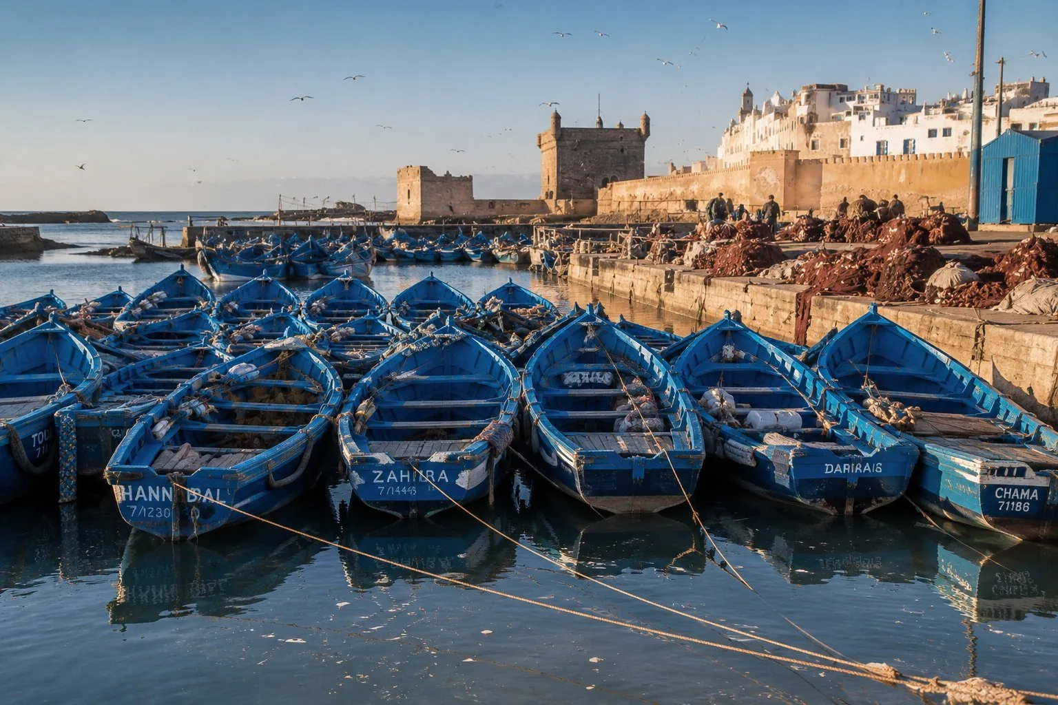 Fishing boats moored at Essaouira