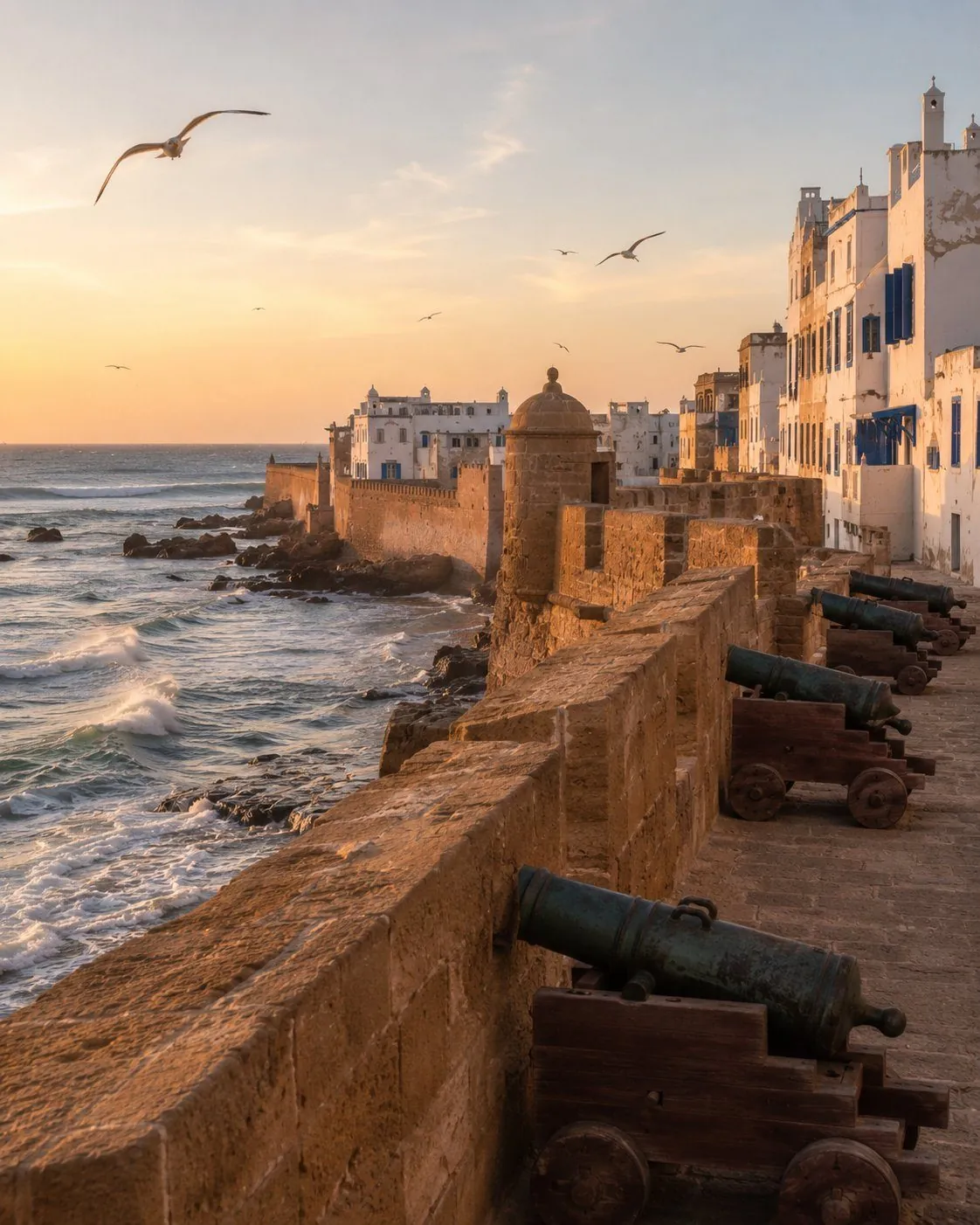 Essaouira ramparts at golden hour