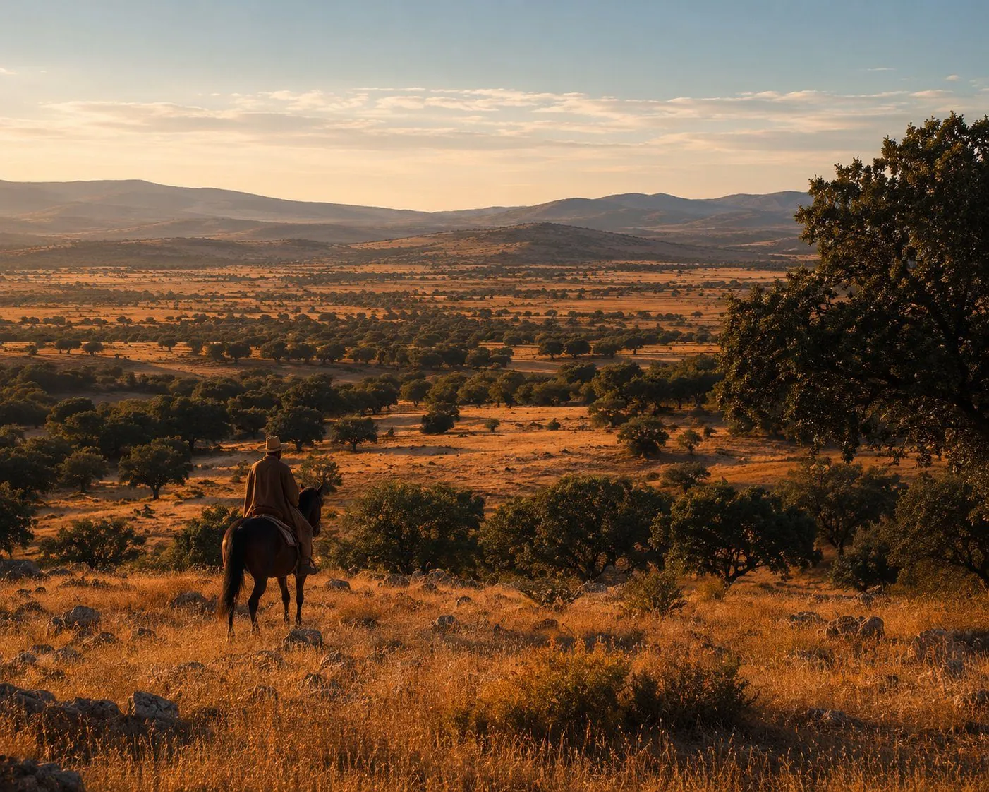 Horse and rider in the Moroccan countryside