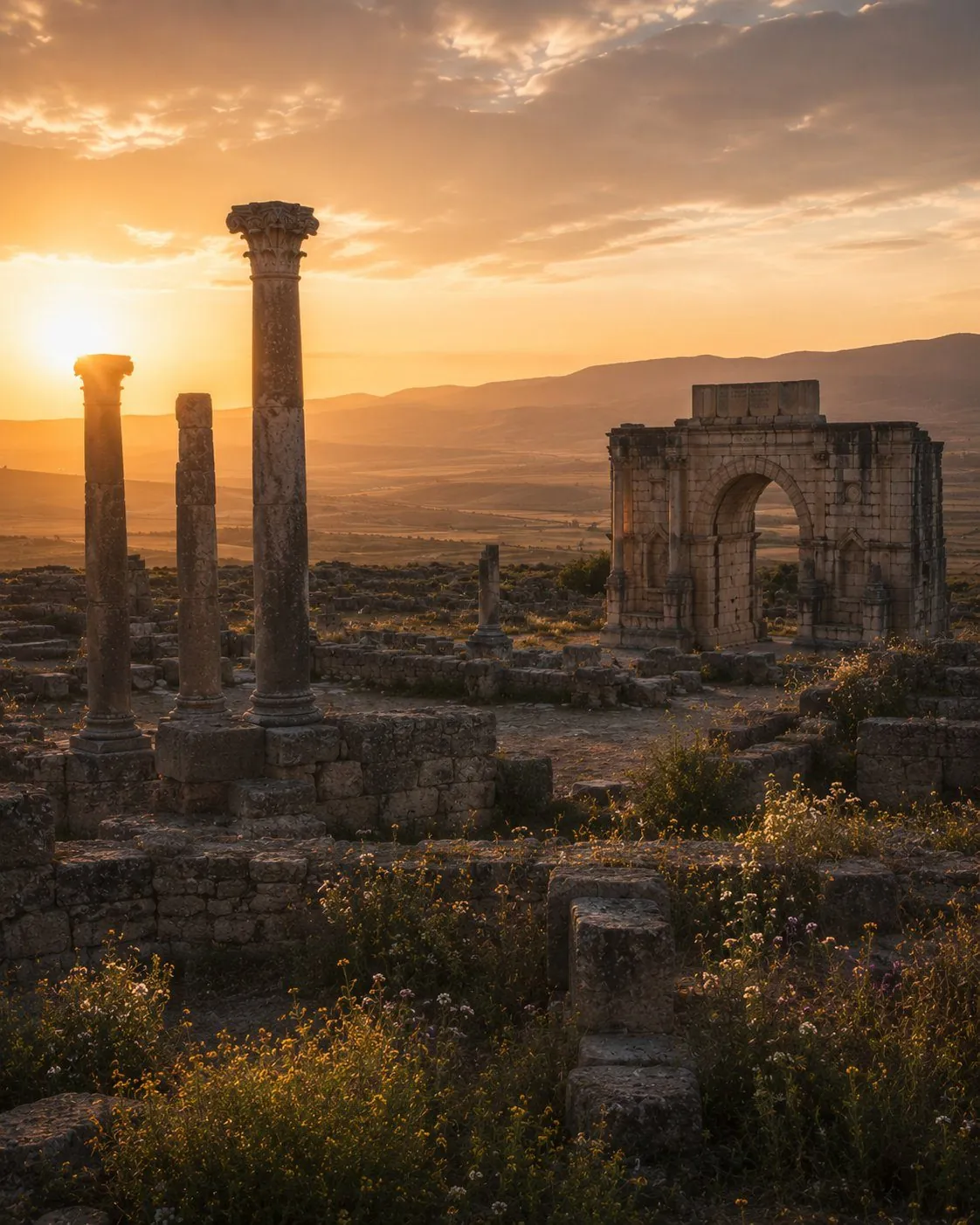 Toits de la médina de Fès au crépuscule